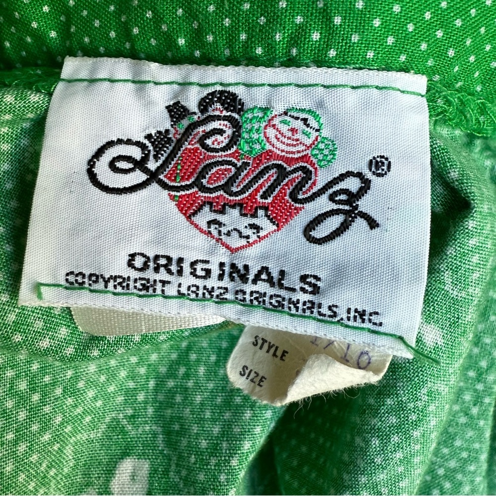 Vintage 60s Lanz Originals 100% cotton green white floral skirt with waist tie
